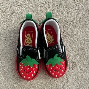 Vans Kids Black and Red Strawberry Sneakers